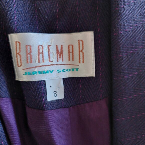 Braemar By Jeremy Scott Long Blazer/Dress Skirt Suit Set, Dark Purple Size 8/10 - Picture 3 of 12